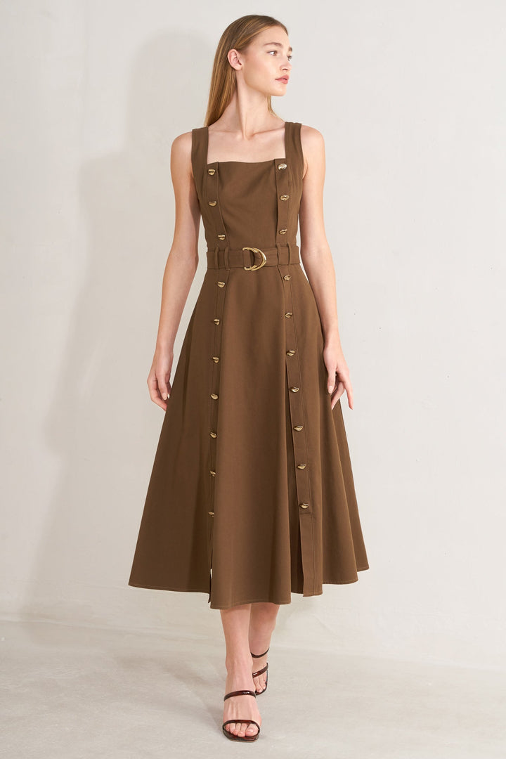 SWEET SIENNA WOVEN MIDI DRESS