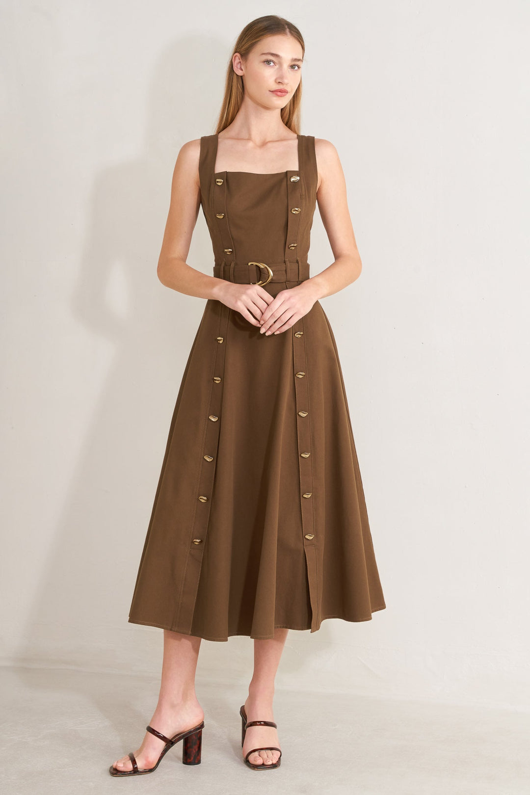 SWEET SIENNA WOVEN MIDI DRESS