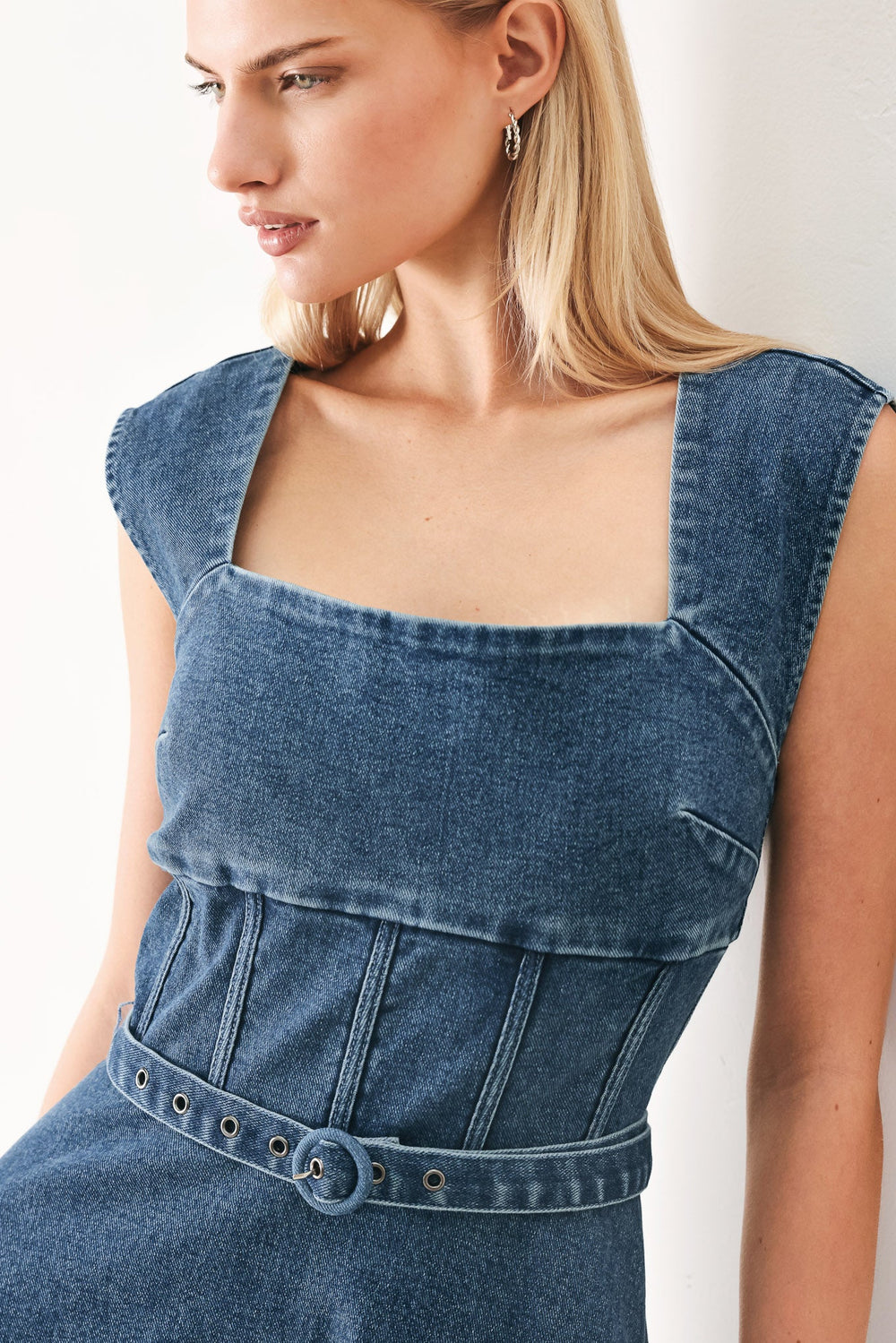 Quiet Muse Denim Midi Dress from KADOU Boutique