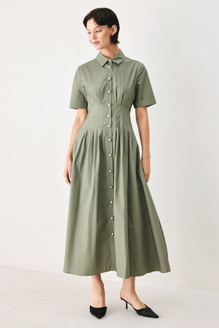 Countryside Charm Woven Midi Dress from KADOU Boutique