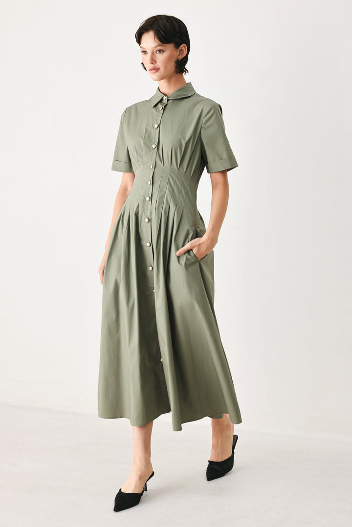 Countryside Charm Woven Midi Dress from KADOU Boutique