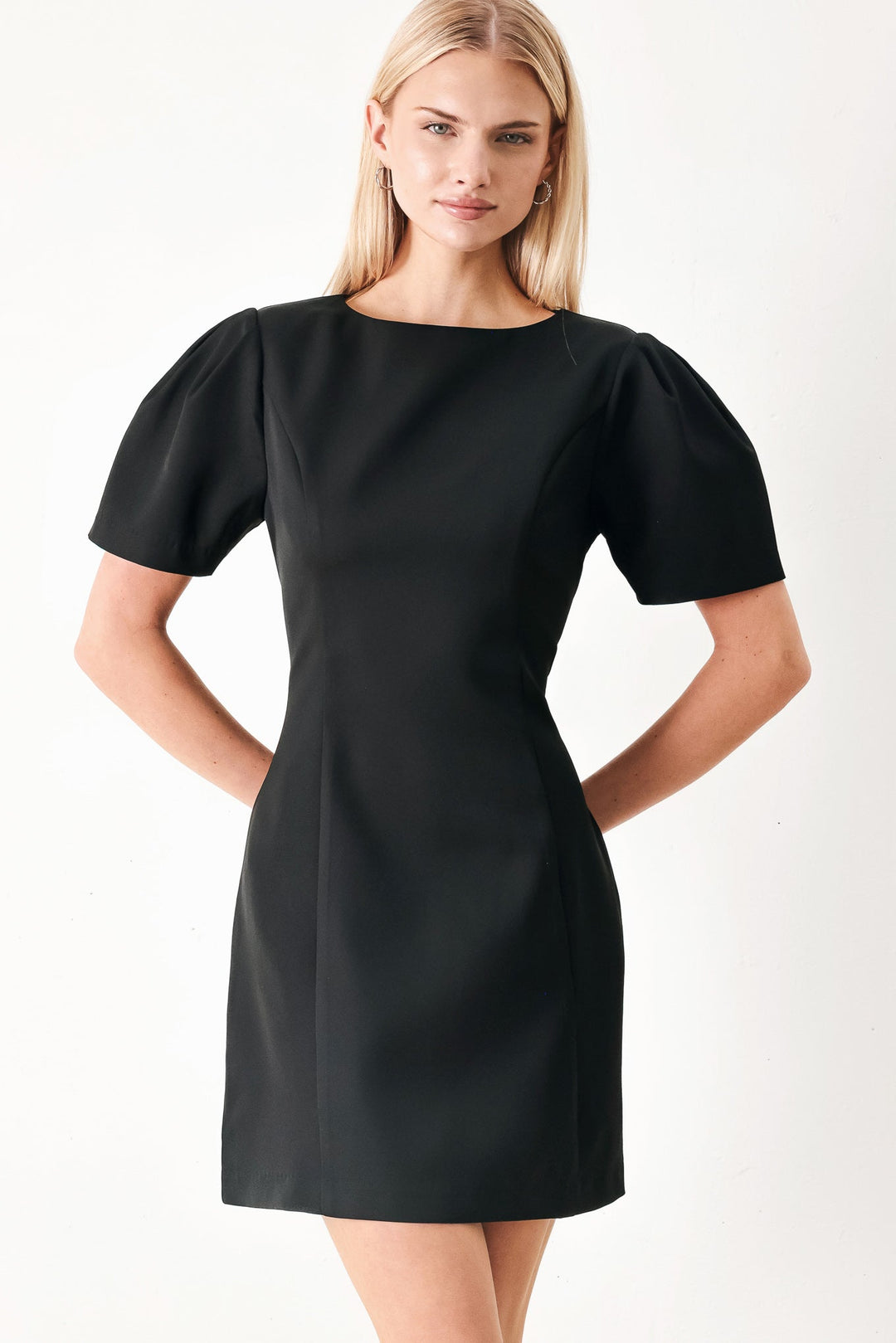 Black Midnight Woven Mini Dress from KADOU Boutique