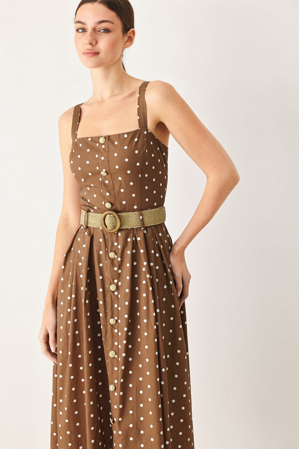 Parisian Dot Woven Midi Dress from KADOU Boutique