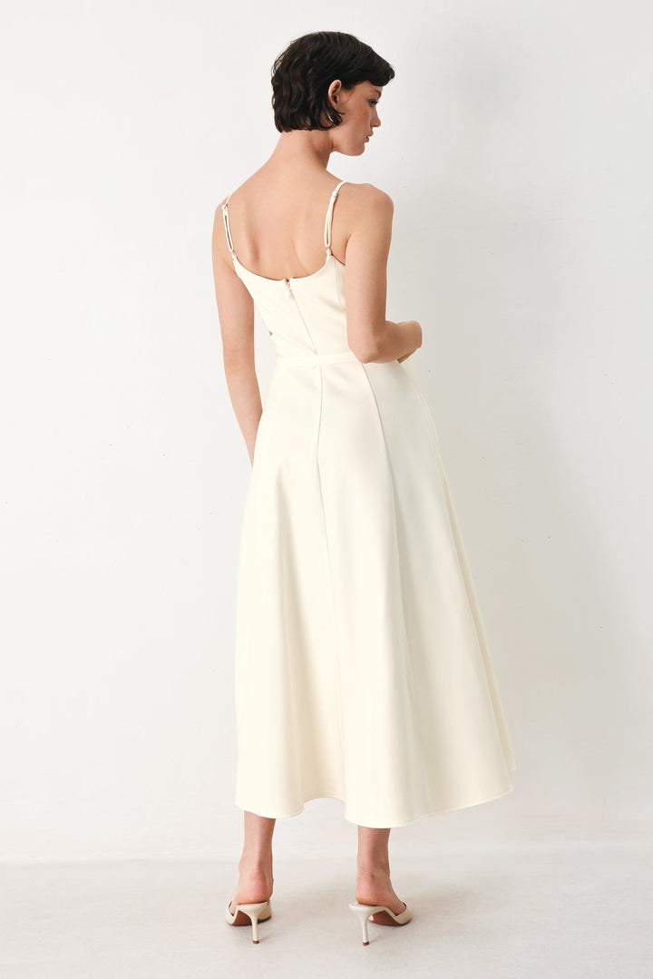 PEARL MOON WOVEN MIDI DRESS