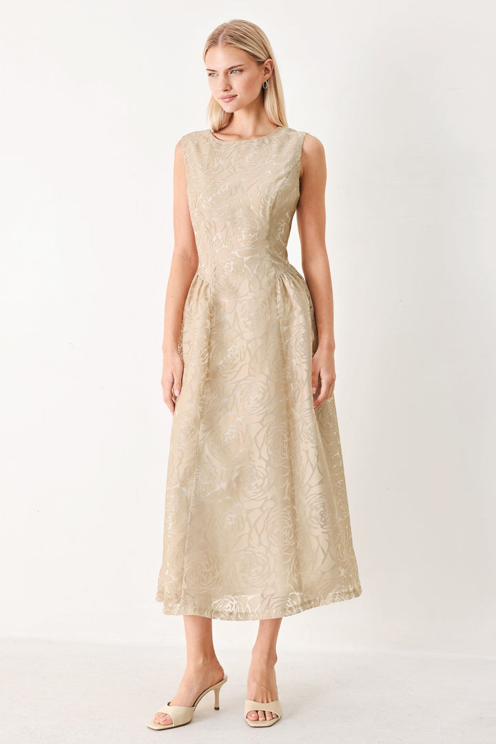 Evening Blossom Organza Midi Dress from KADOU Boutique