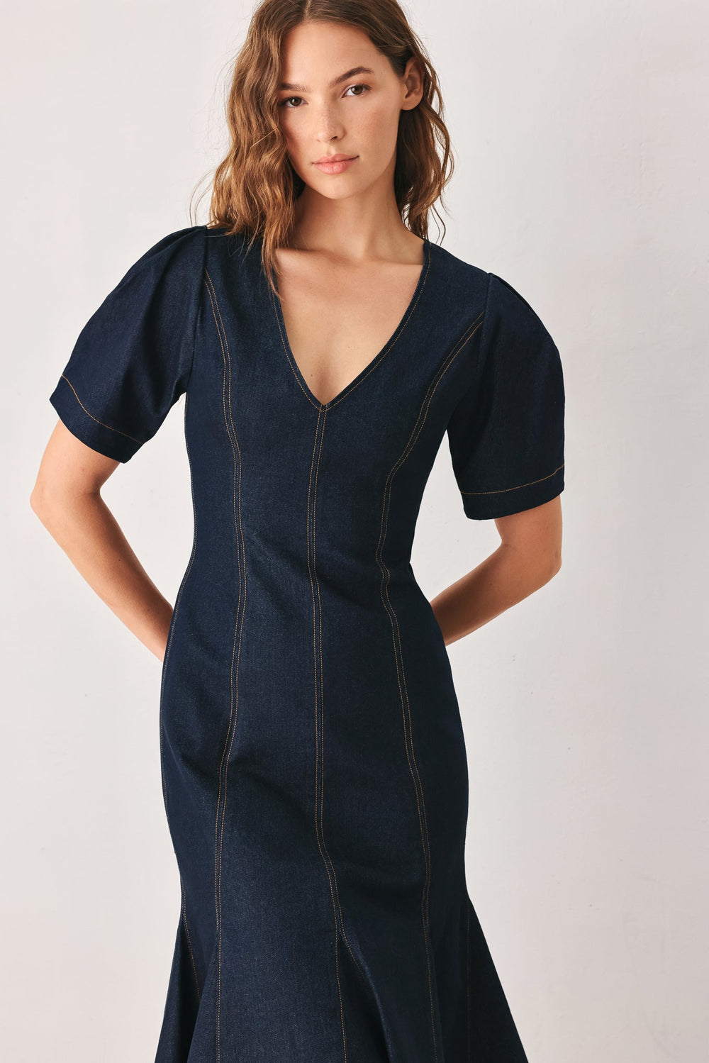 After Dark Denim Midi Dress from KADOU Boutique