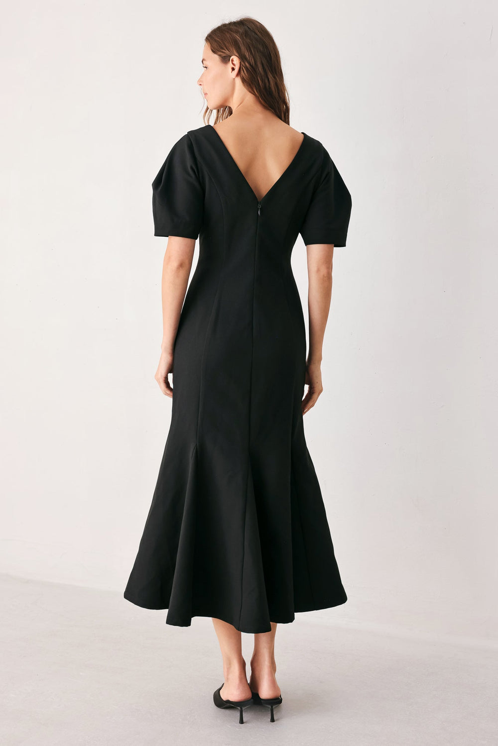 Soirée Puff Woven Midi Dress from KADOU Boutique