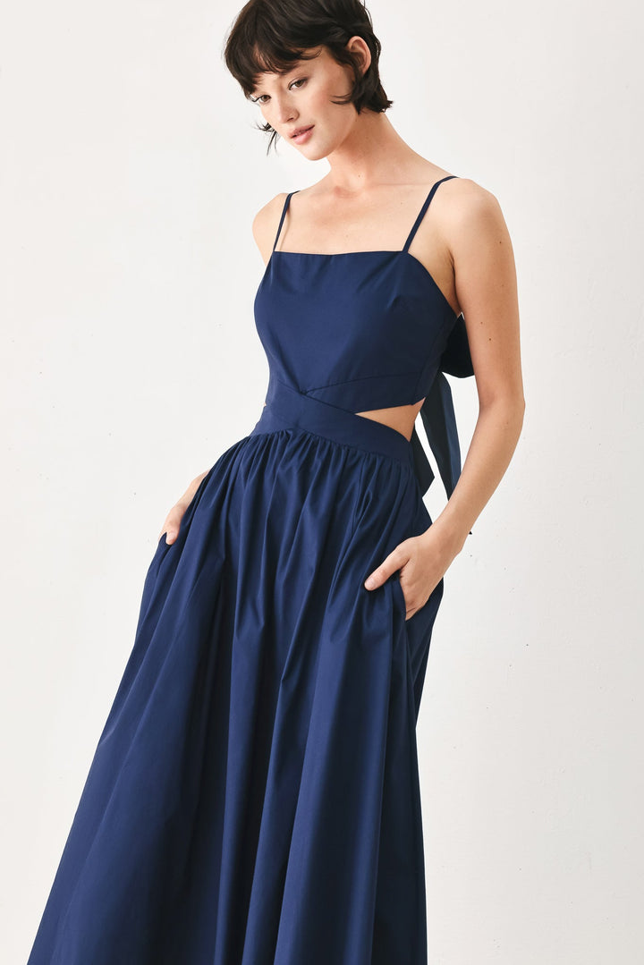 THE RIVIERA NIGHTS WOVEN MIDI DRESS