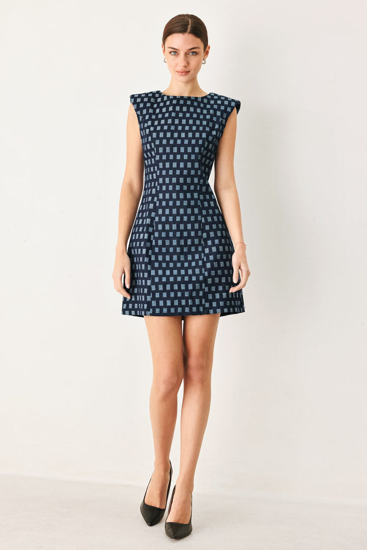 Cool Girl Check Jacquard Denim Mini Dress from KADOU Boutique