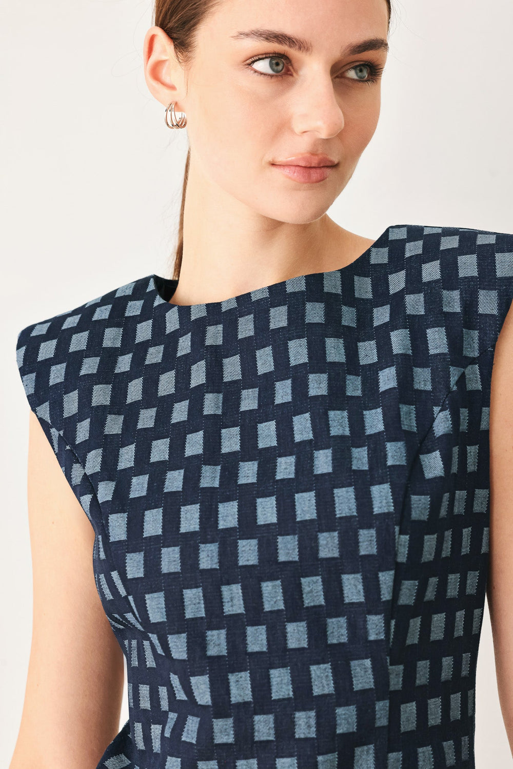Cool Girl Check Jacquard Denim Mini Dress from KADOU Boutique
