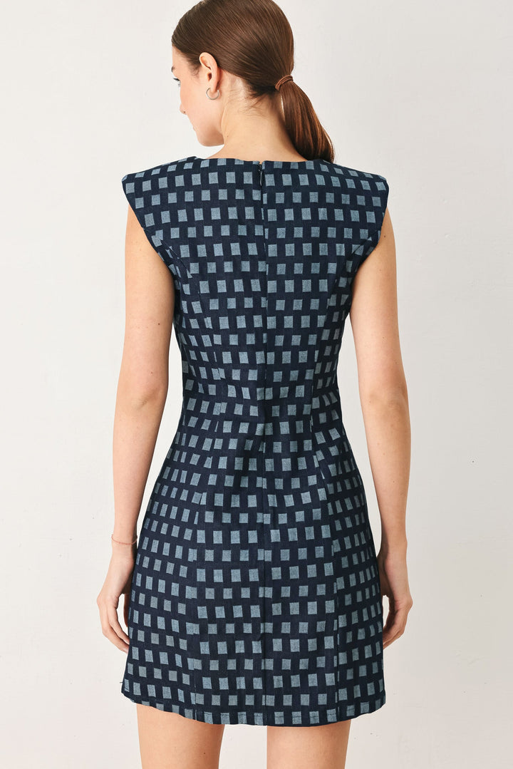 Cool Girl Check Jacquard Denim Mini Dress from KADOU Boutique