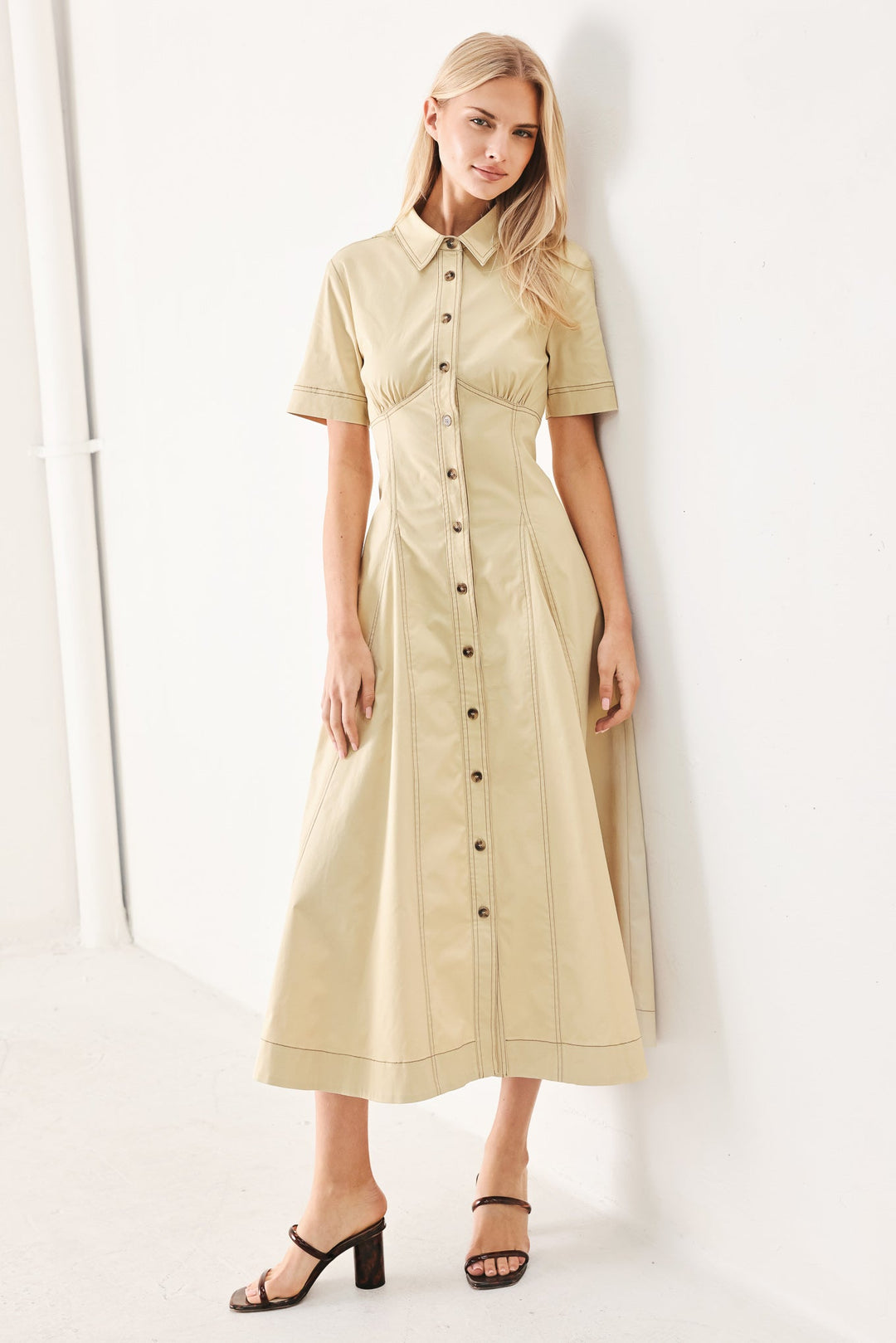 Trend Icon Woven Midi Dress from KADOU Boutique