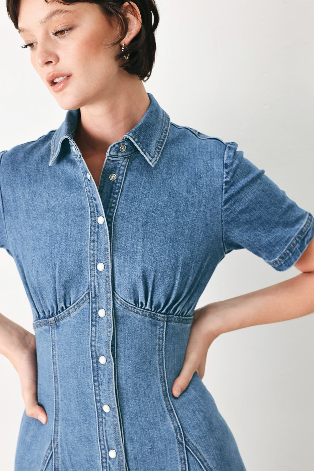 Vintage Sky Denim Midi Shirt Dress from KADOU Boutique