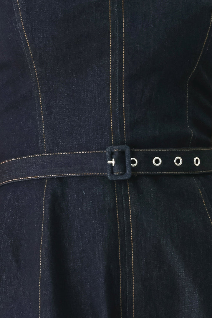 ICONIC INDIGO DENIM MIDI DRESS