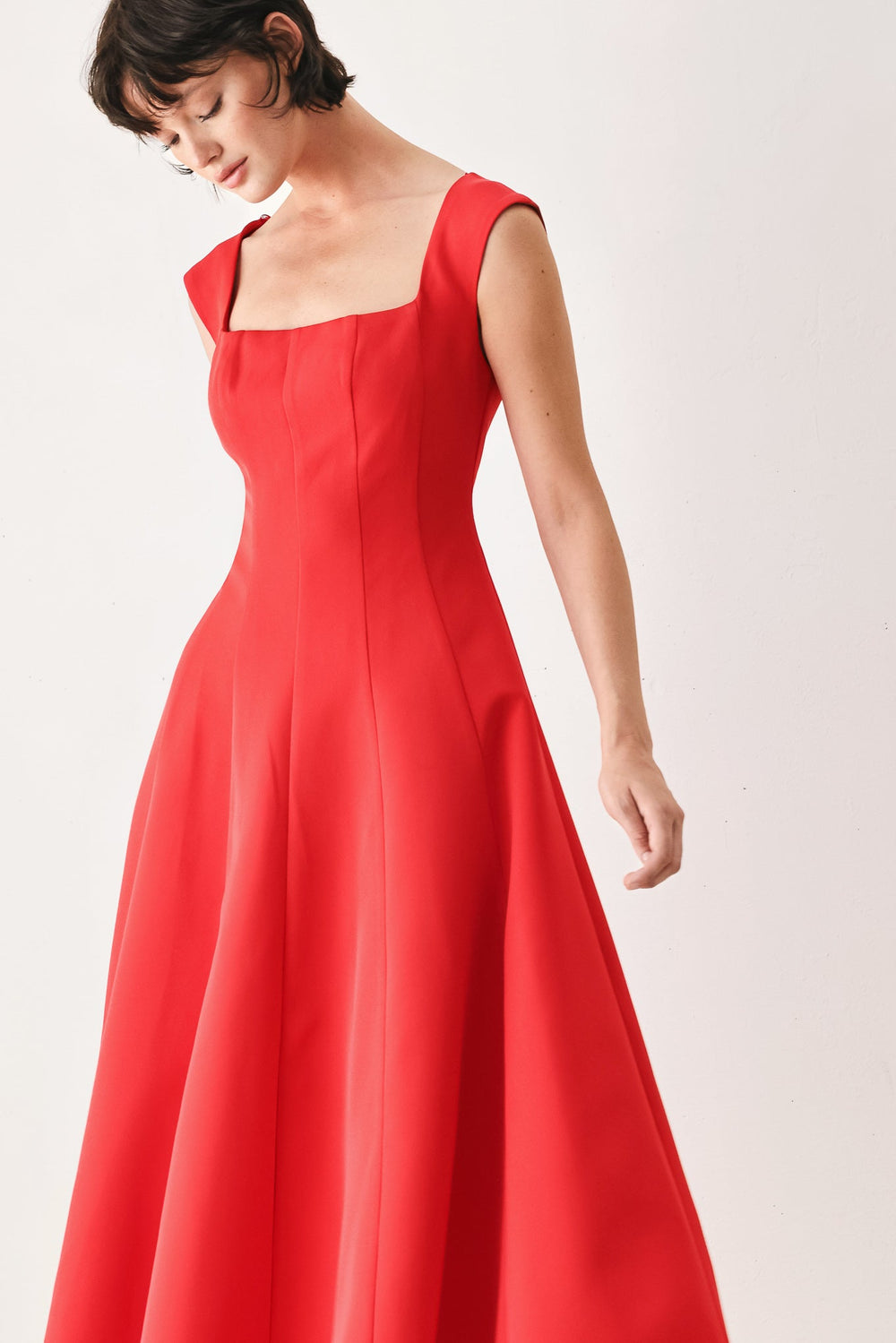 Scarlet Romance Woven Midi Dress from KADOU Boutique