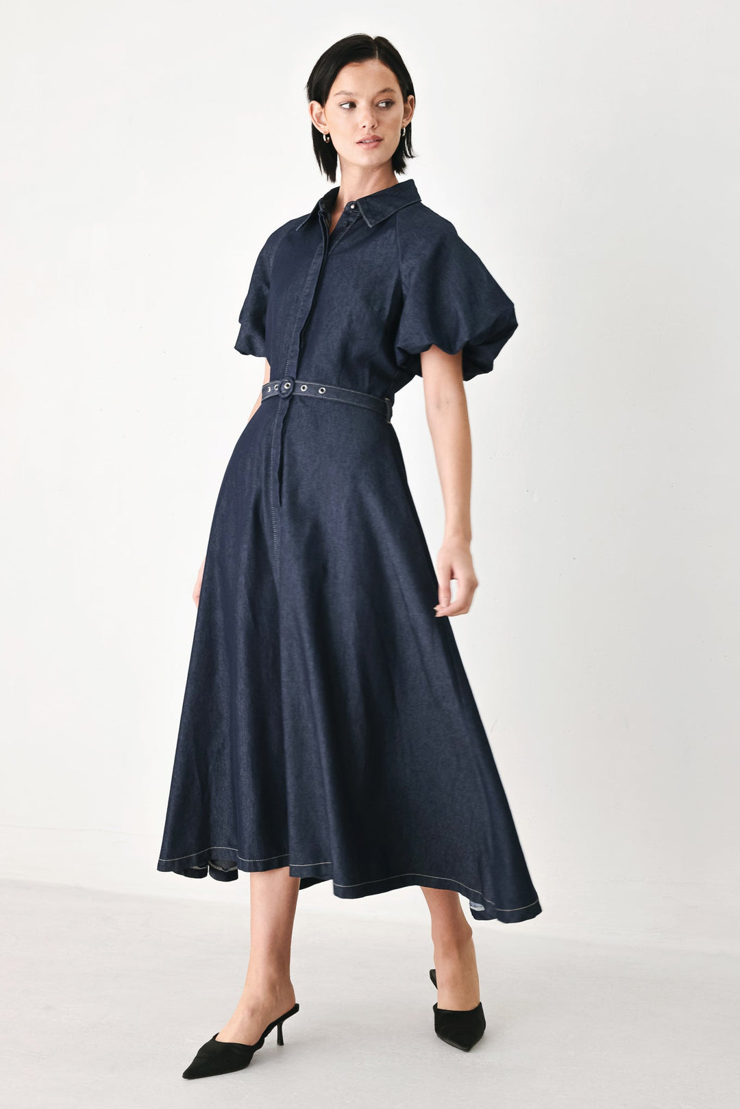 Midnight in Manhattan Denim Midi Dress from KADOU Boutique