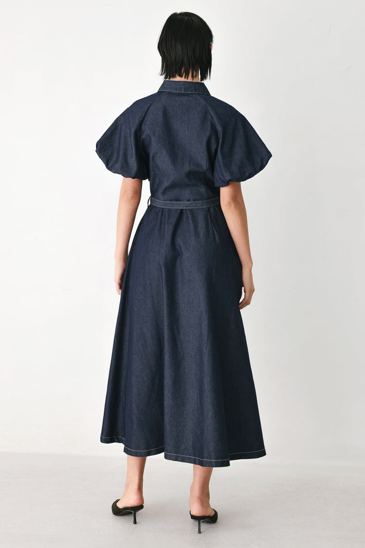 Midnight in Manhattan Denim Midi Dress from KADOU Boutique