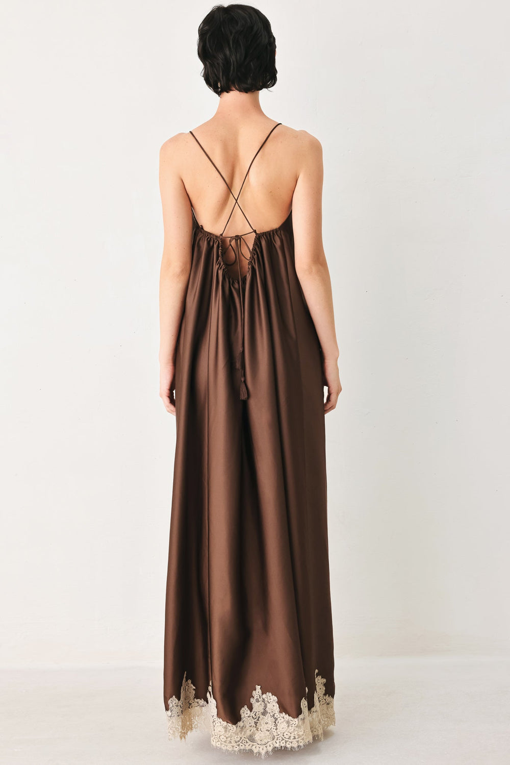 Truffle Dream Woven Midi Slip Dress from KADOU Boutique