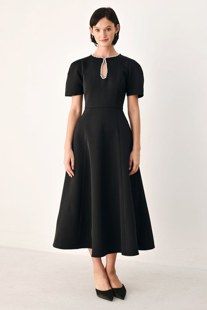 After Dark Elegance Jeweled Midi Dress from KADOU Boutique
