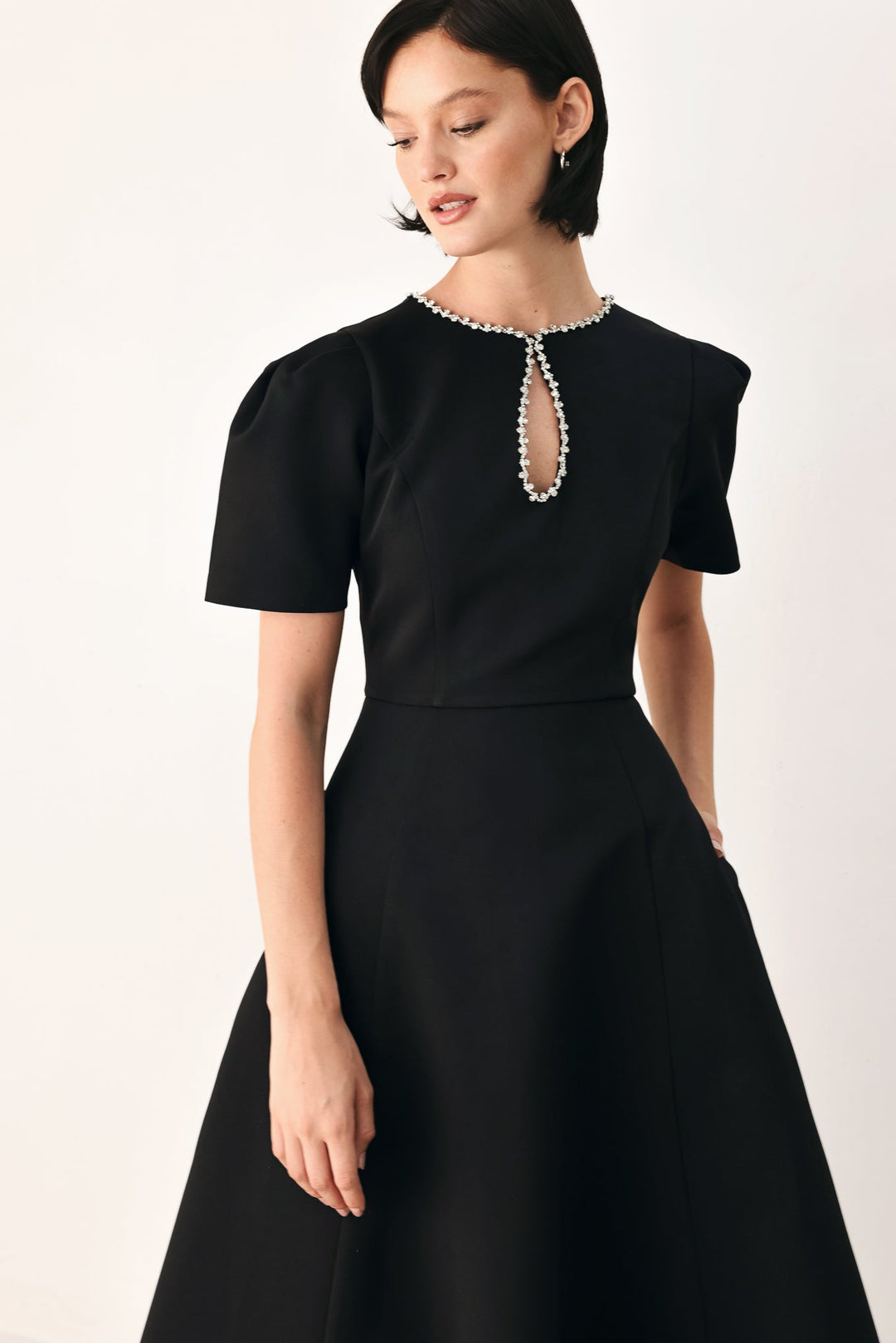 After Dark Elegance Jeweled Midi Dress from KADOU Boutique