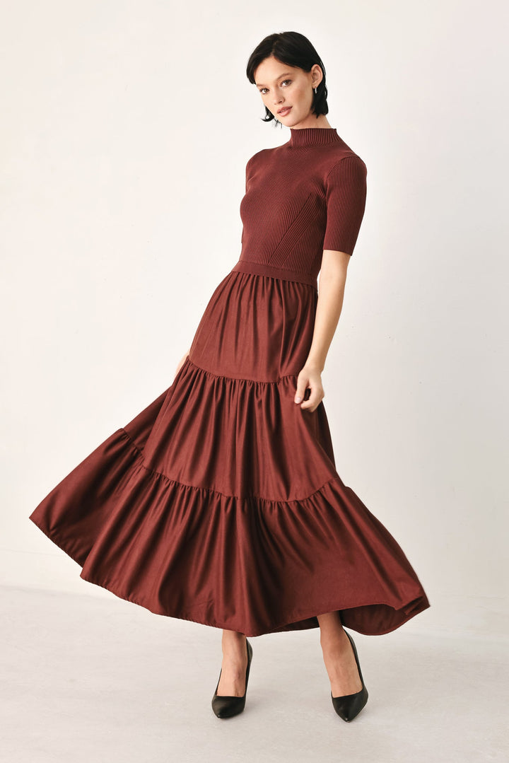 Autumn Love Story Tiered Midi Dress from KADOU Boutique