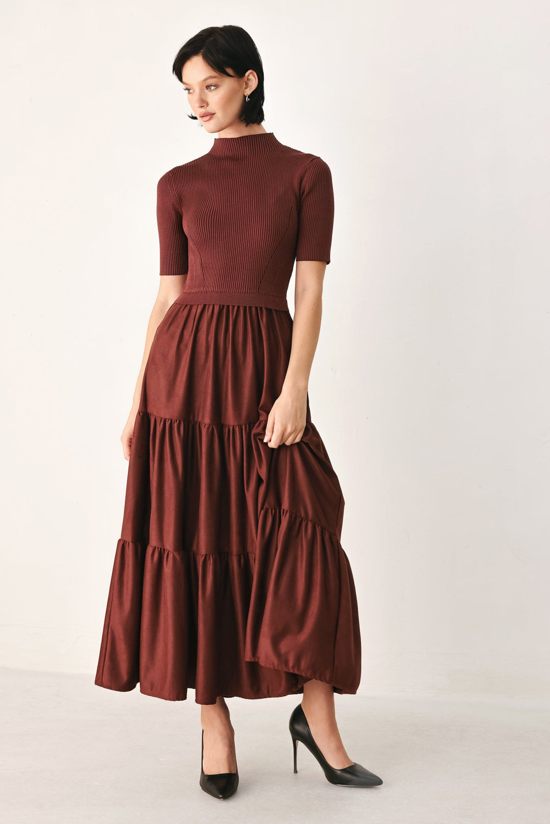 Autumn Love Story Tiered Midi Dress from KADOU Boutique