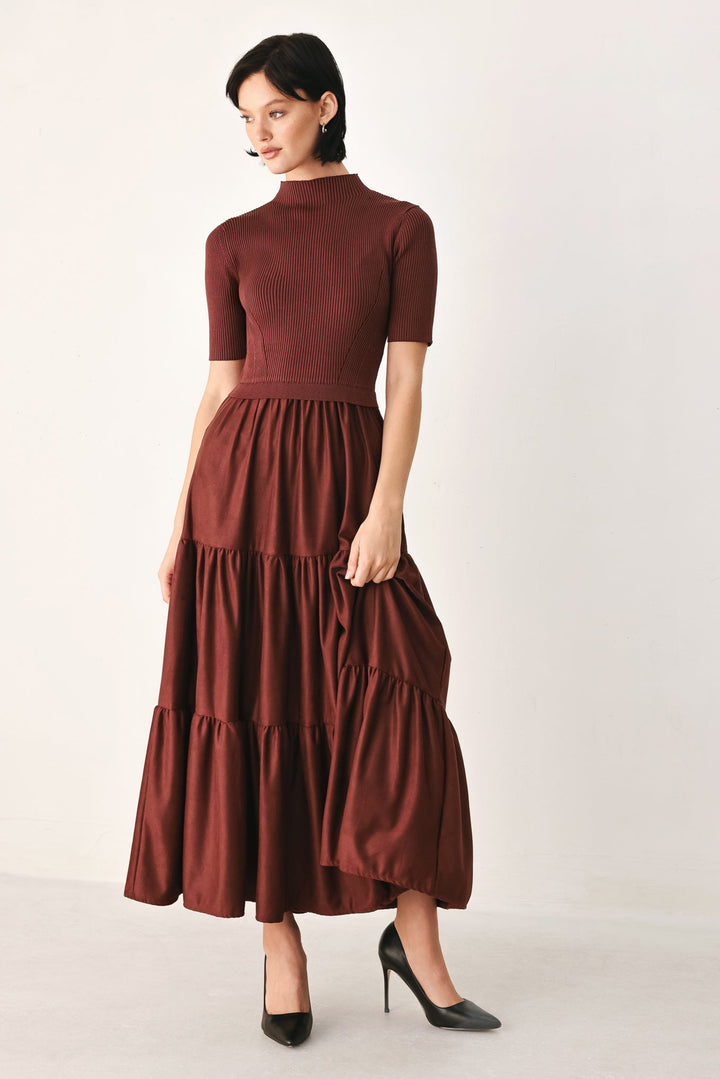 Autumn Love Story Tiered Midi Dress from KADOU Boutique
