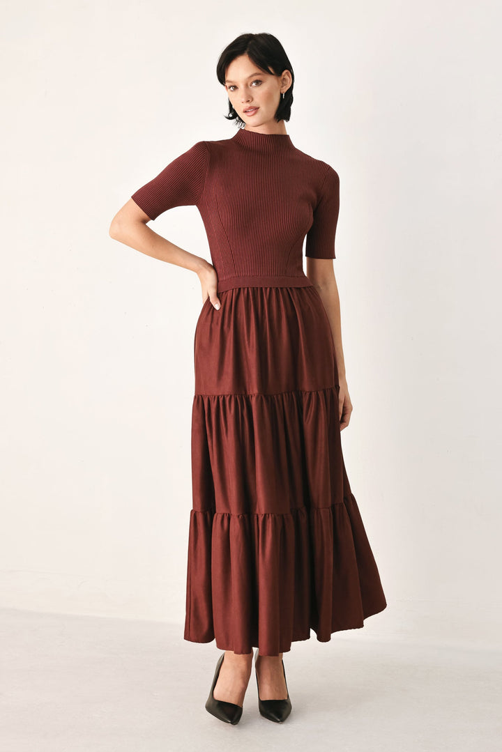Autumn Love Story Tiered Midi Dress from KADOU Boutique