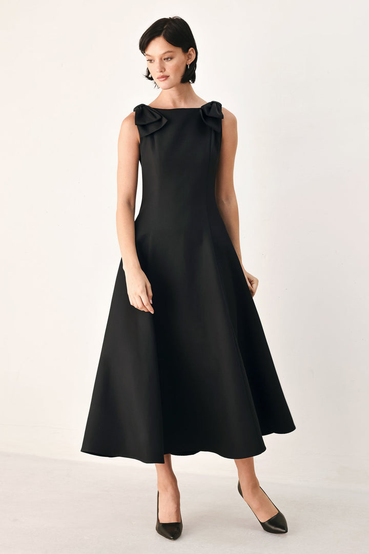 Tied to Tonight Bow Shoulder Midi Dress from KADOU Boutique