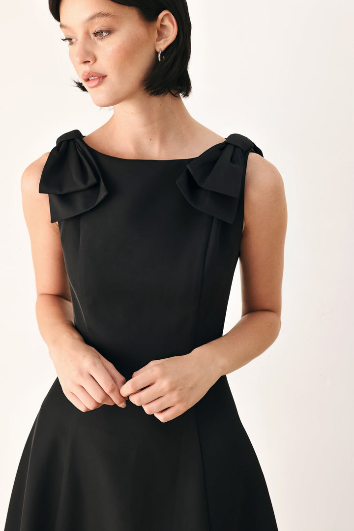 Tied to Tonight Bow Shoulder Midi Dress from KADOU Boutique