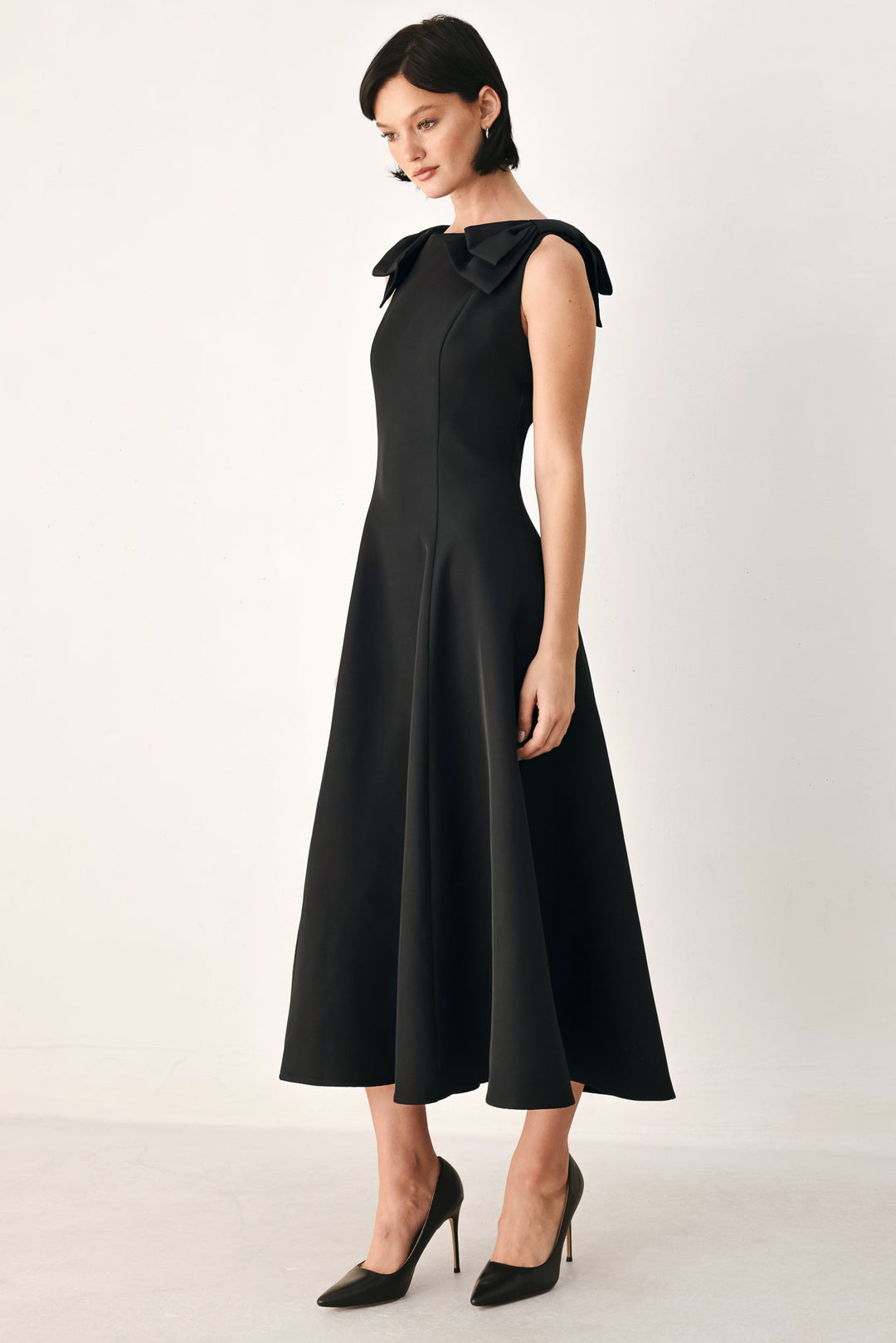 Tied to Tonight Bow Shoulder Midi Dress from KADOU Boutique