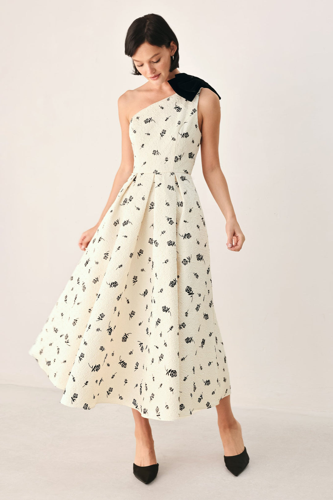 Perfectly Poised One Shoulder Bow Midi Dress from KADOU Boutique