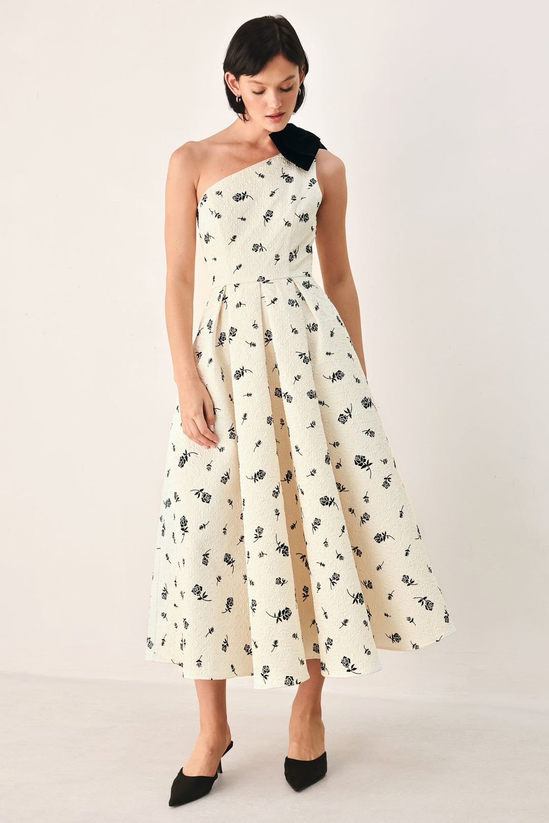 Perfectly Poised One Shoulder Bow Midi Dress from KADOU Boutique