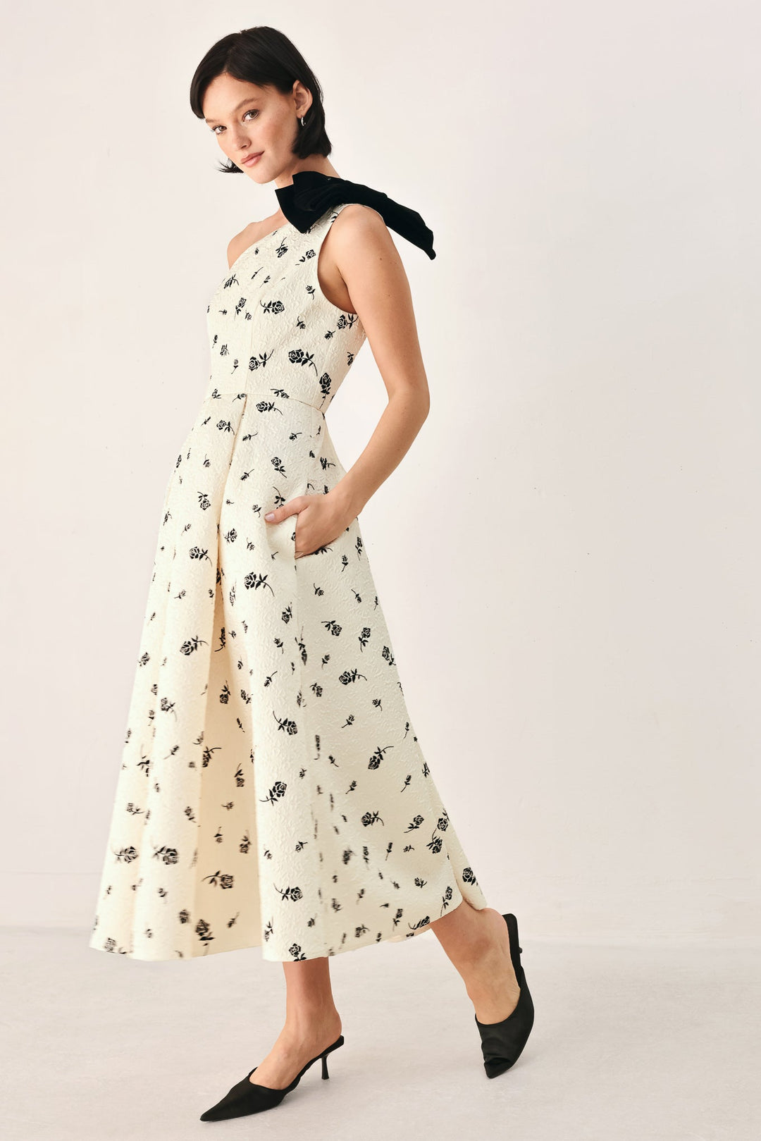Perfectly Poised One Shoulder Bow Midi Dress from KADOU Boutique