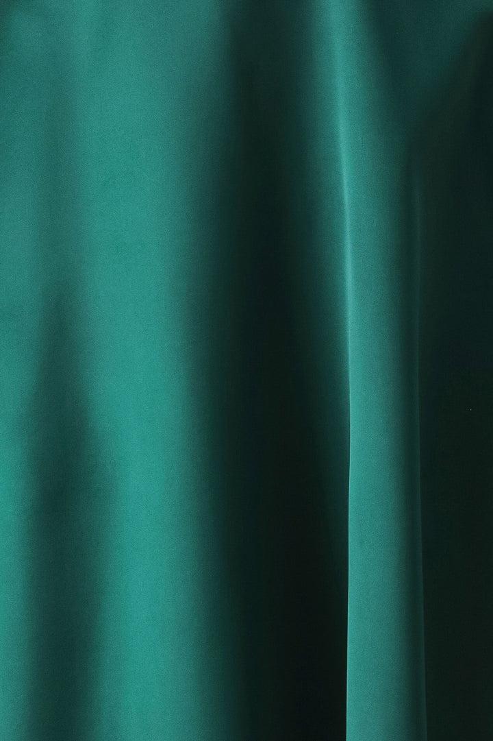 EMERALD ELEGANCE GREEN ONE-SHOULDER BELTED MIDI DRESS