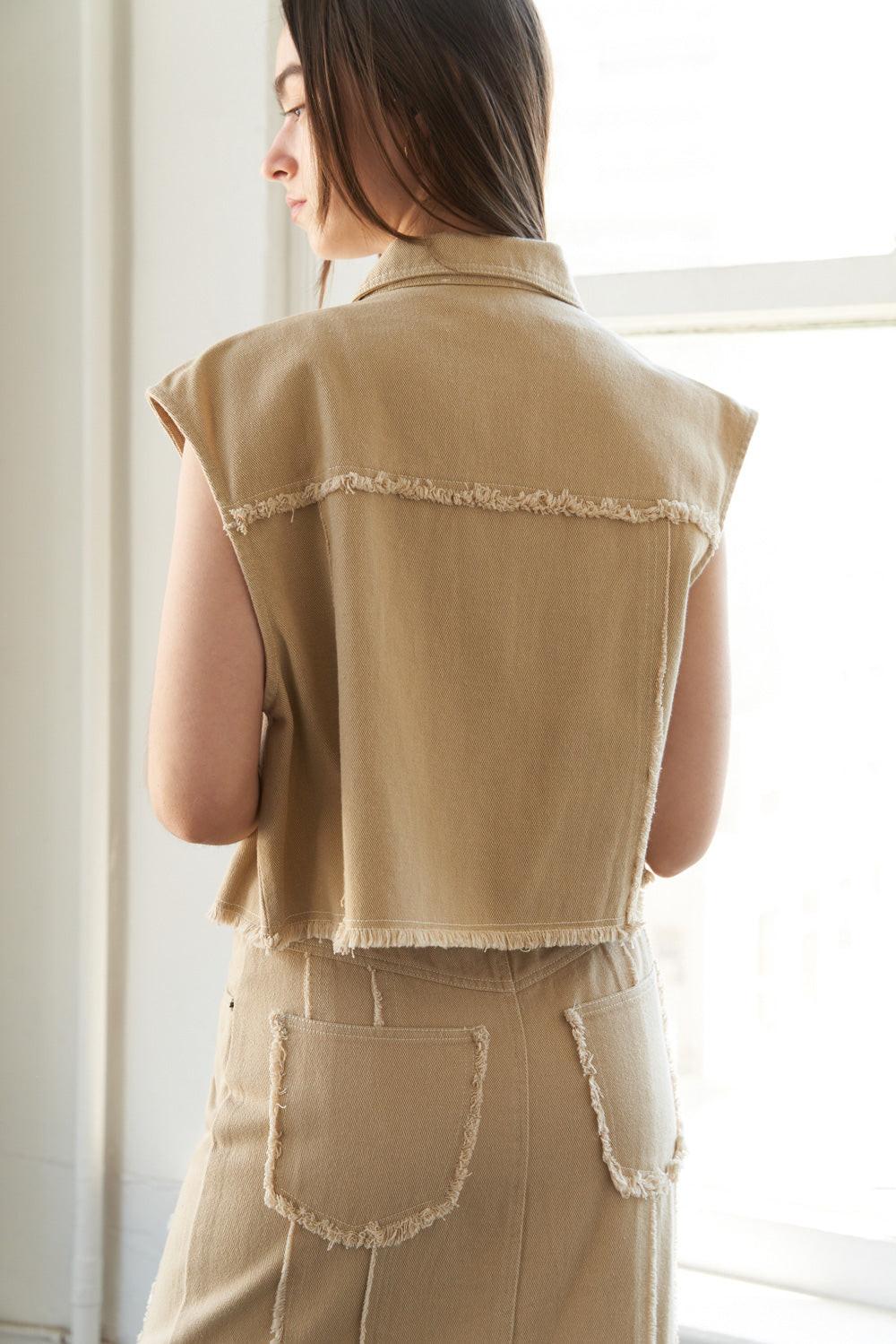 Between the Pages Woven Twill Vest from KADOU Boutique