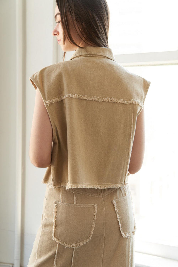 Between the Pages Woven Twill Vest from KADOU Boutique