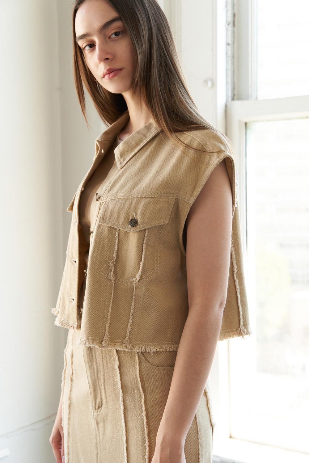 Between the Pages Woven Twill Vest from KADOU Boutique