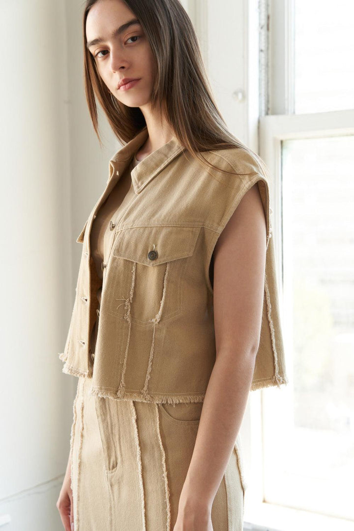 Between the Pages Woven Twill Vest from KADOU Boutique