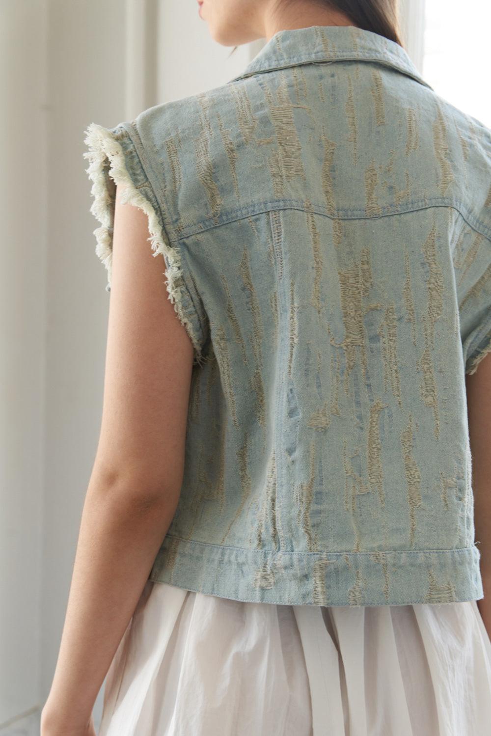 Blessed Lift Denim Vest from KADOU Boutique