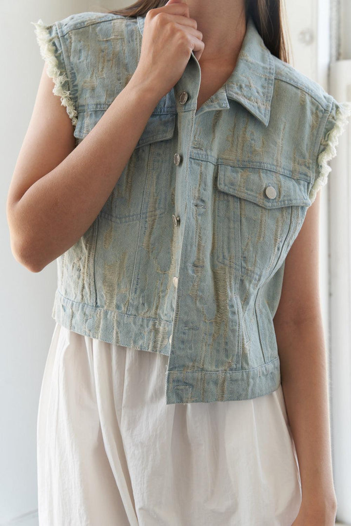 Blessed Lift Denim Vest from KADOU Boutique