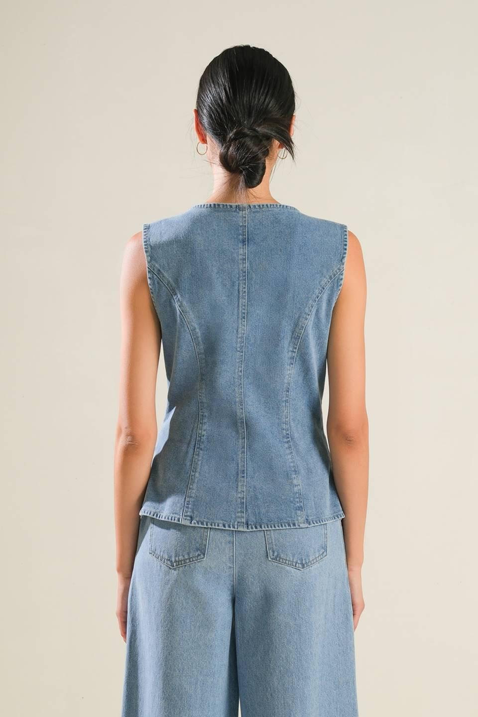 Adventure Awaits Denim Vest from KADOU Boutique