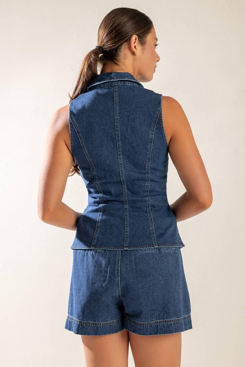Spring Romance Denim Vest from KADOU Boutique