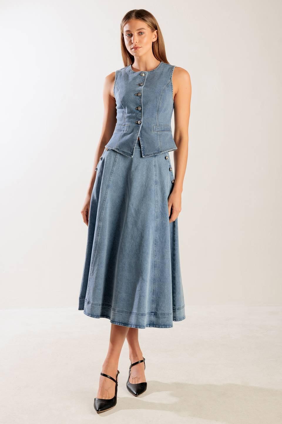 At First Glance Denim Vest from KADOU Boutique