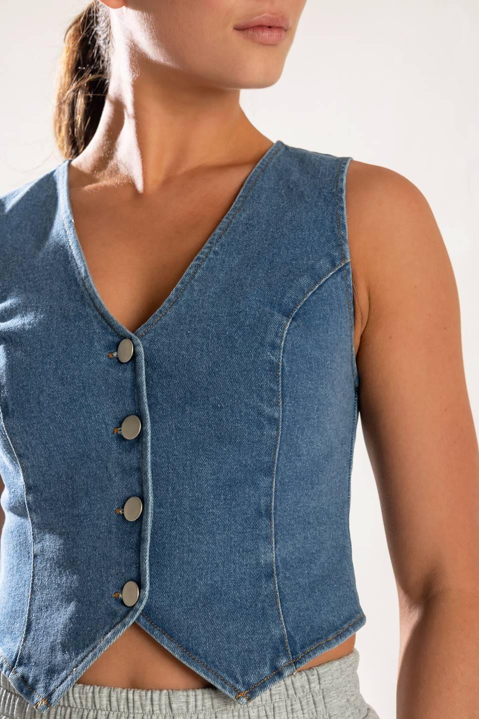 Island Daydreams Denim Vest from KADOU Boutique