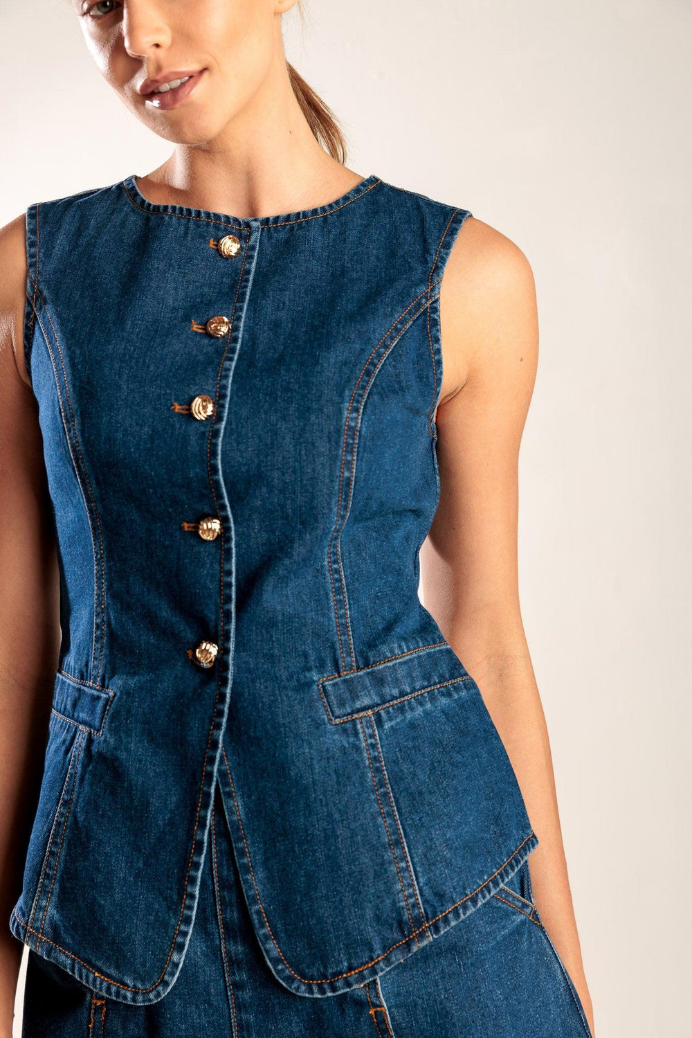 Drive-In Movie Denim Vest from KADOU Boutique
