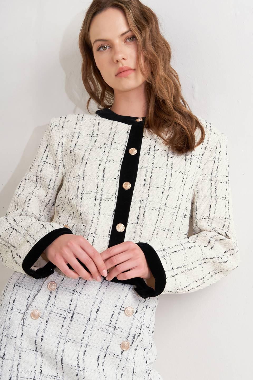 Paris Bound Woven Tweed Crop Jacket from KADOU Boutique