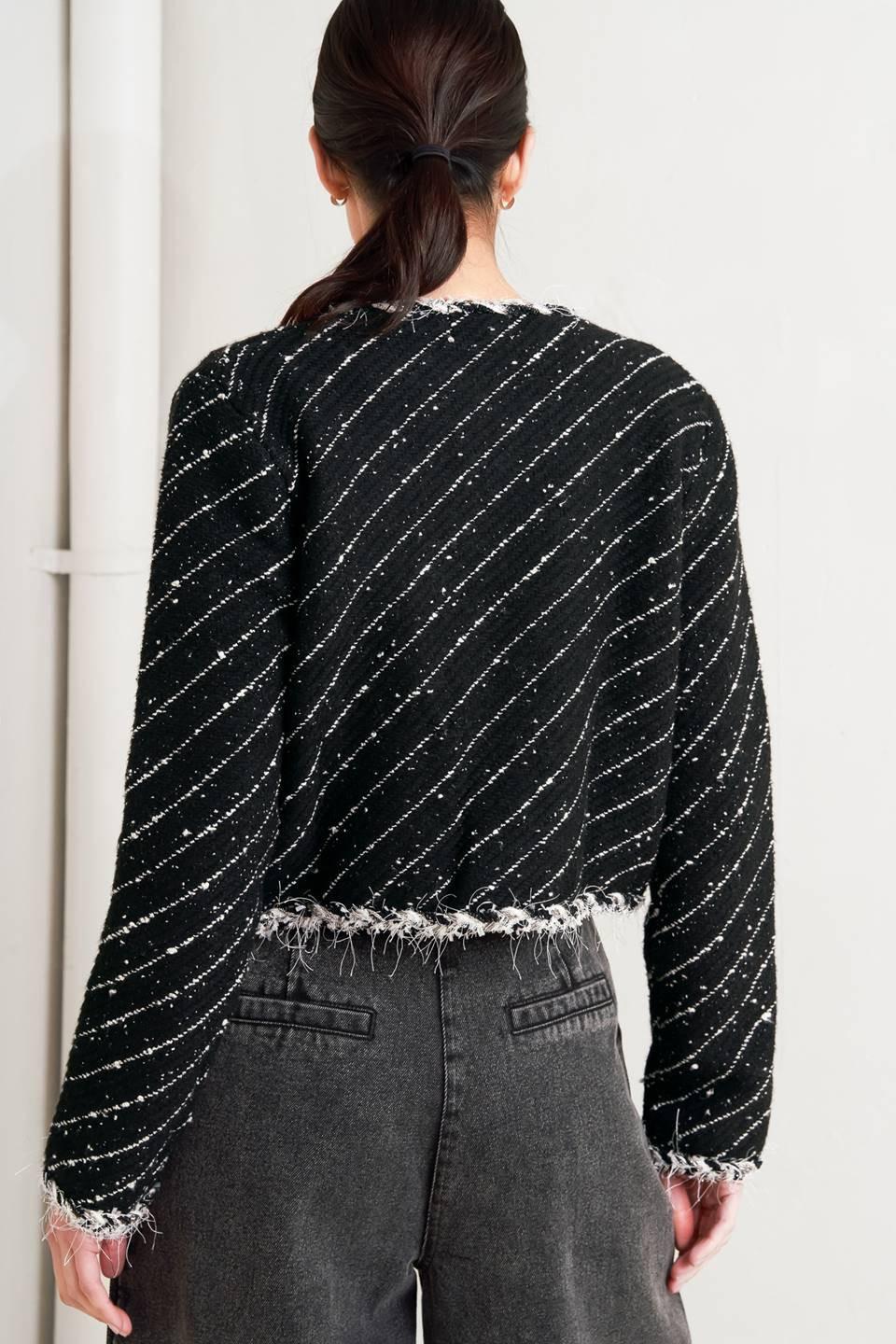 Noir Linear Sweater Knit Jacket from KADOU Boutique