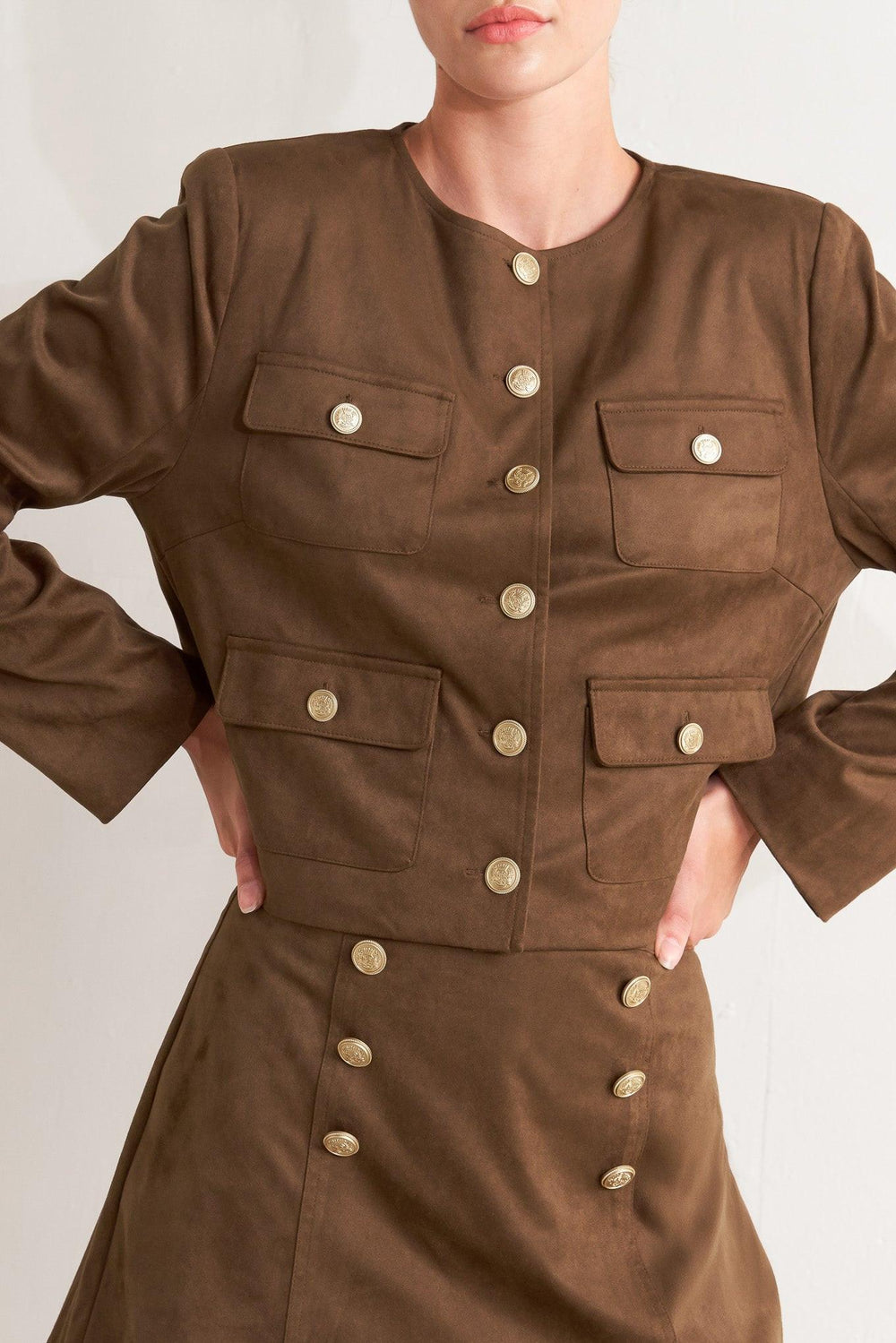 Heritage Utility Faux Suede Jacket from KADOU Boutique
