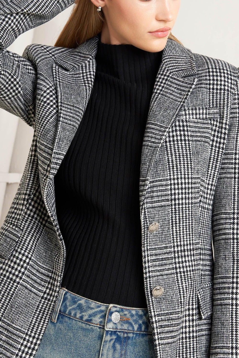 City Checkline Woolen Woven Jacket from KADOU Boutique